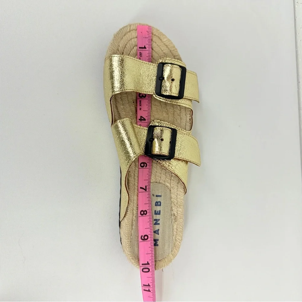 Manebi Women’s Size 39 Nordic Metallic Gold Leather Espadrille Sandals